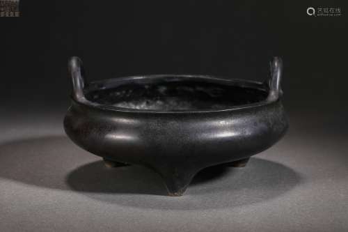 Ming Dynasty Bronze Double Ear Stove