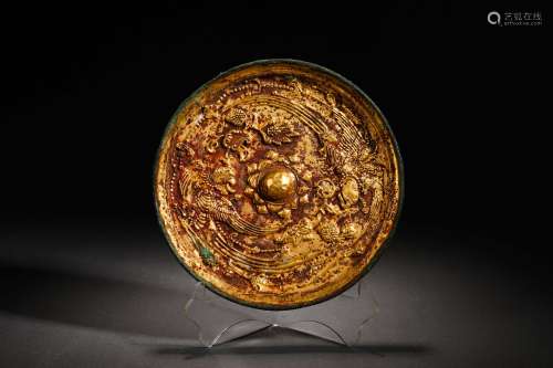 Han Dynasty Gilt Bronze
Bronze Mirror with Animal Pattern