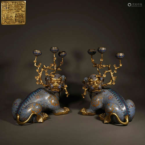 Qing dynasty cloisonne unicorn lantern