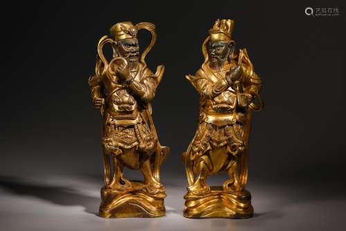Qing Dynasty Gilt Bronze Statue of the Heavenly King