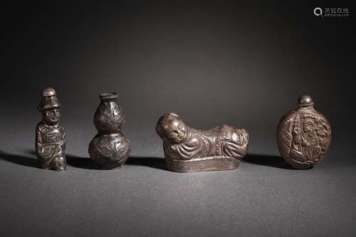 Qing Dynasty Silver Figure Snuff Bottle