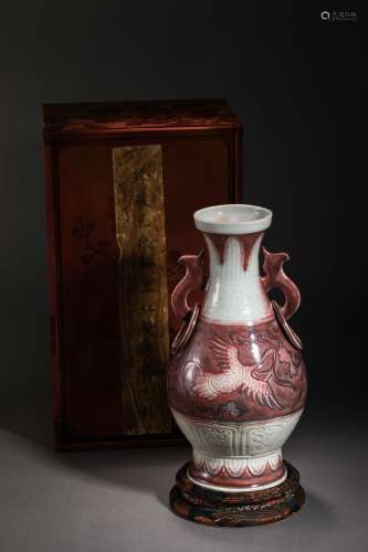 Yuan Dynasty red-glazed double-eared bottle