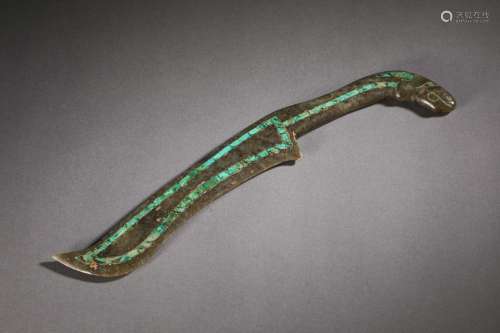 Han Dynasty Hetian jade inlaid with turquoise Jade Knife