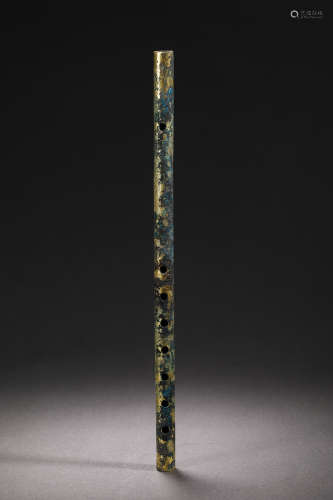 Qing Dynasty Bronze Flute with Animal Pattern