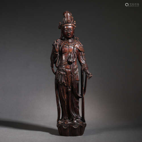 Qing Dynasty Agarwood Avalokitesvara Standing Statue