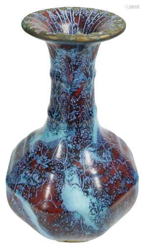 五十年代  窯變釉八棱瓶