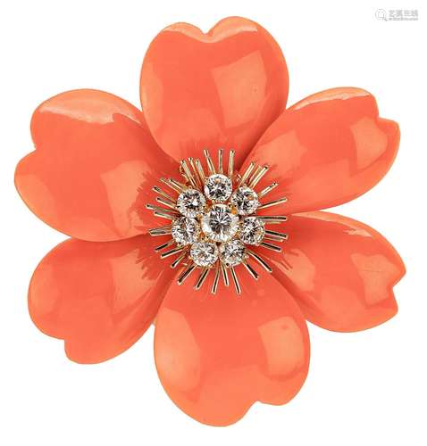 Van Cleef & Arpels blossom brooch «Rose de Noël» with Mi...