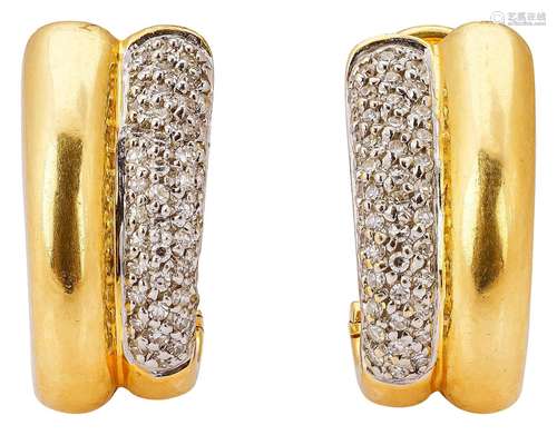 Pair of hoop earrings with diamond pave