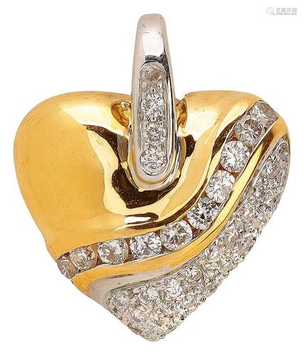 Bicolour heart pendant with diamonds