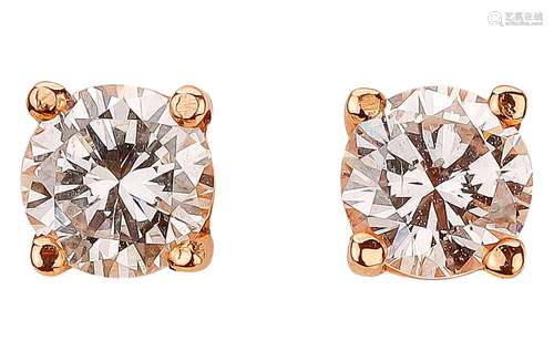 Pair of rose gold diamond ear studs