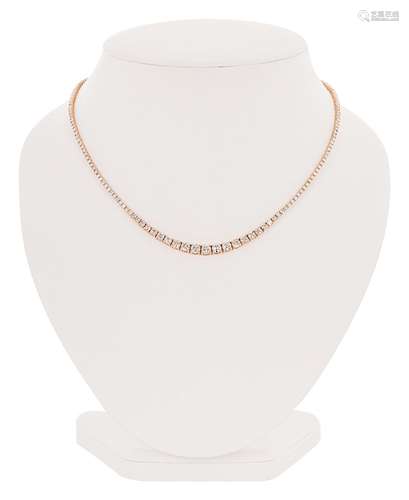 Rose gold rivière necklace with diamonds weighing in total 1...