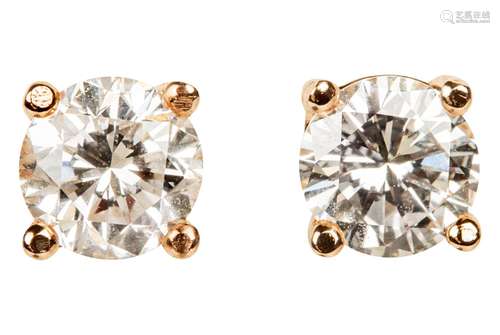 Pair of rose gold diamond ear studs