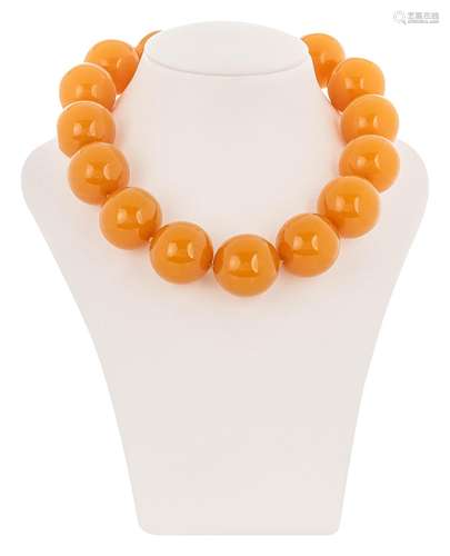 Vintage Butterscotch amber bead necklace