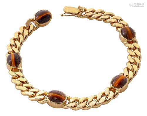 Gold bracelet with tiger's eye