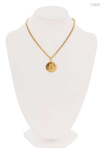 Gold pendant «Patron saint of travellers» on chain