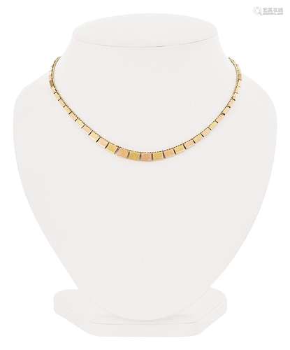 Bicolour mid-century gold necklace