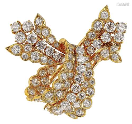 Art Deco bow brooch with diamonds