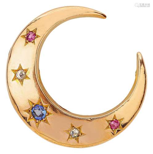 Gemstone brooch «Half moon»