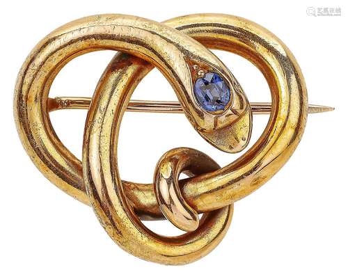 Small snake brooch with sapphire