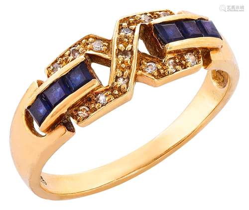 Ring with sapphires and diamonds