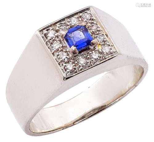 Sapphire ring with diamonds