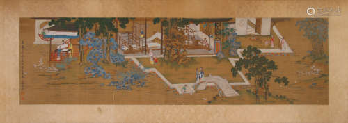 A Chinese Figure Story Painting On Silk, Gai Qi Mark