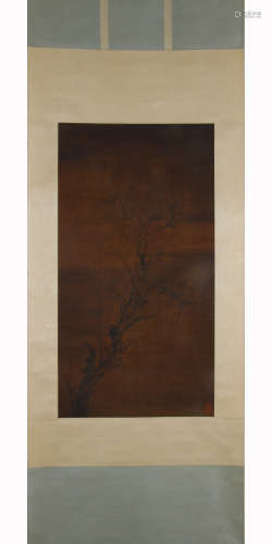 A Chinese Plum Blossom Painting Silk Scroll, Anonymous