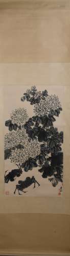 Modern Qi baishi's crab&chrysanthemum painting