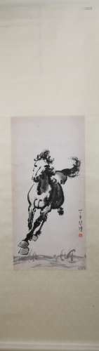 Modern Xu beihong's horse riding painting