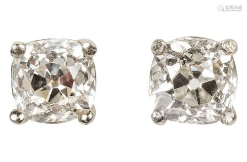 Pair of vintage white gold diamond ear studs