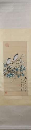 Modern Zhang daqian's flower and bird painting