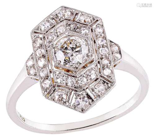 Art Deco ring with diamonds