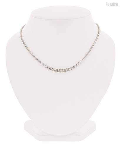 White gold rivière necklace with diamonds weighing in total ...