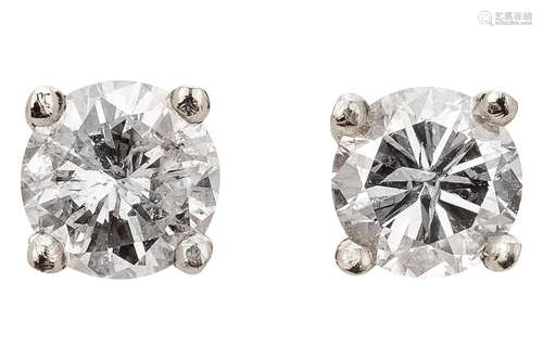 Pair of white gold diamond ear studs