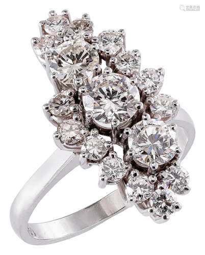 Marquise ring with diamonds in Art Deco style