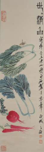 A Chinese Cabbage Painting, Qi Baishi Mark