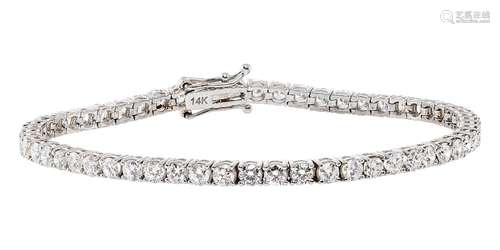 White gold rivière bracelet with diamonds