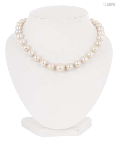 South Sea pearl necklace with diamond set ball closure