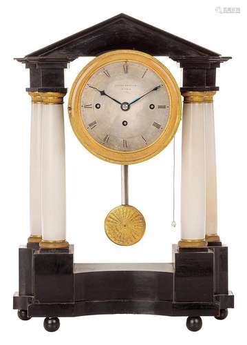 Prague Biedermeier portico clock