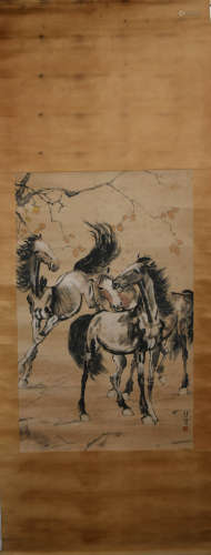 Modern Xu beihong's four-horses painting