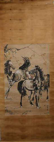 Modern Xu beihong's four-horses painting