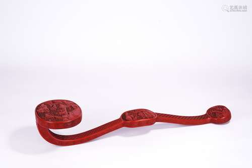 A Carved Cinnabar Lacquer Scholars Ruyi Scepter