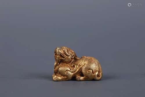 A Gilt Bronze Figure of Mythical Beast