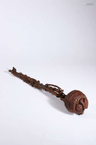 A Carved Rosewood Ruyi Scepter