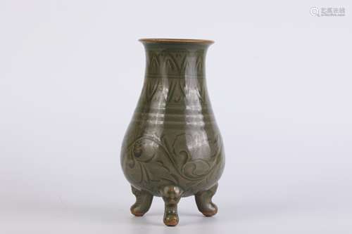 Yaozhou Kiln Floral Tripod Censer