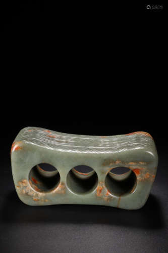 A Carved Celadon Glaze Porcelain Pillow