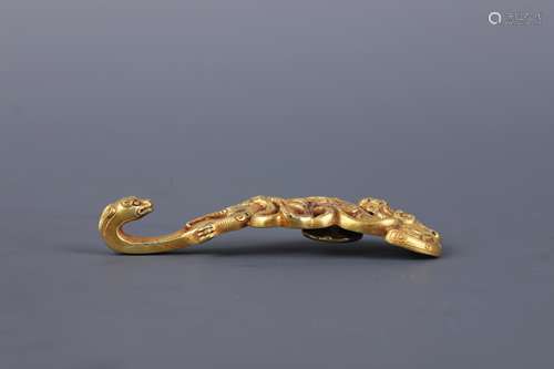 A Gilt Bronze Mythical Beast Belt Hook