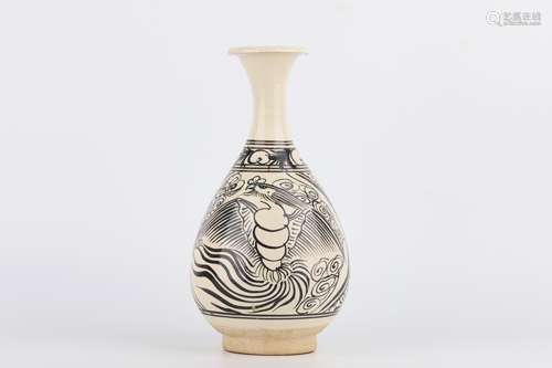 A Cizhou Kiln Phoenix Pear-Shape Vase