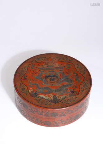 A Carved Lacquerware Dragon Box and Cover