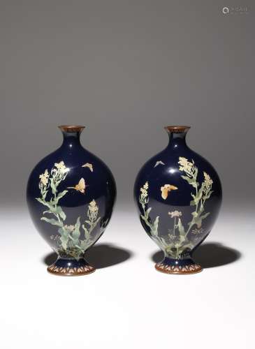 A PAIR OF JAPANESE CLOISONNE VASES MEIJI PERIOD, 19TH CENTUR...